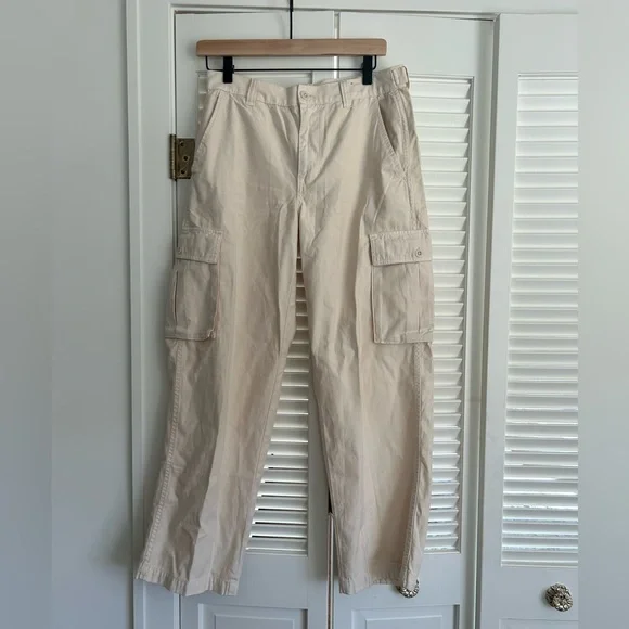 Madewell Low-Slung Straight Cargo Pants In Vintage Linen Beige Tan Size 26 - Picture 3 of 7